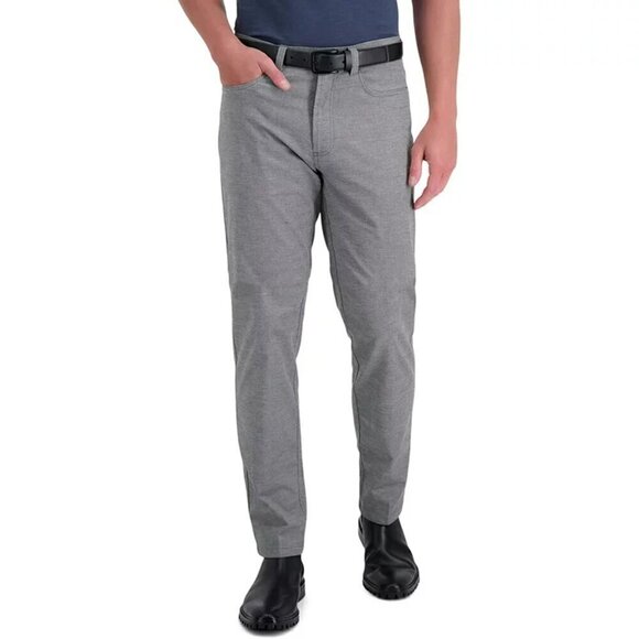 Kenneth Cole Reaction Men's Slim-Fit Techni-Cole Canvas 31W 38S Pants in Gray - Picture 1 of 9